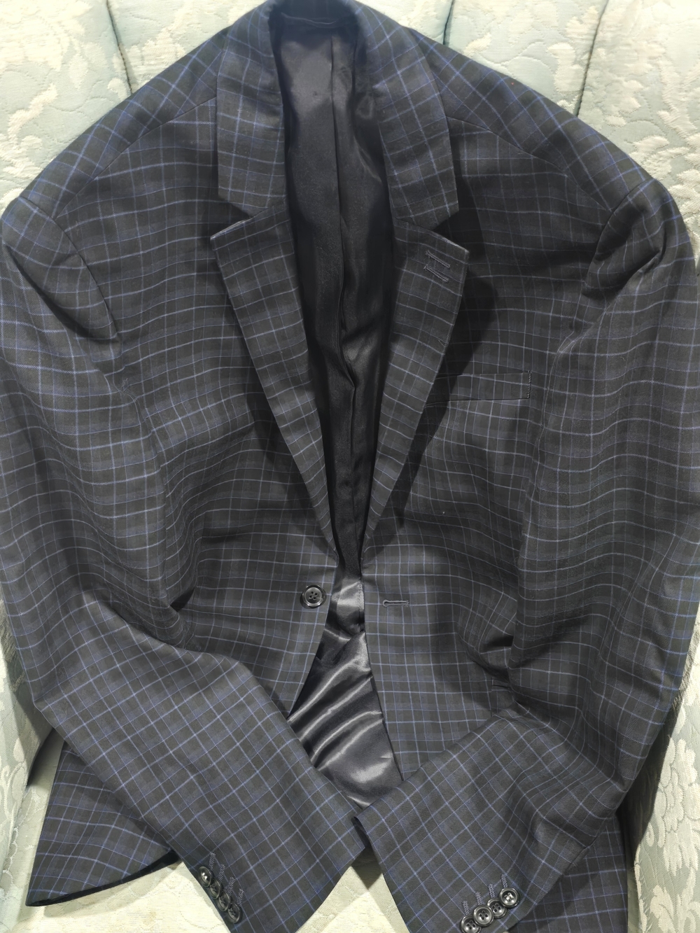 Topman Navy and Light Blue Windowpane Sport Coat Blazer Sz 38R NWOT